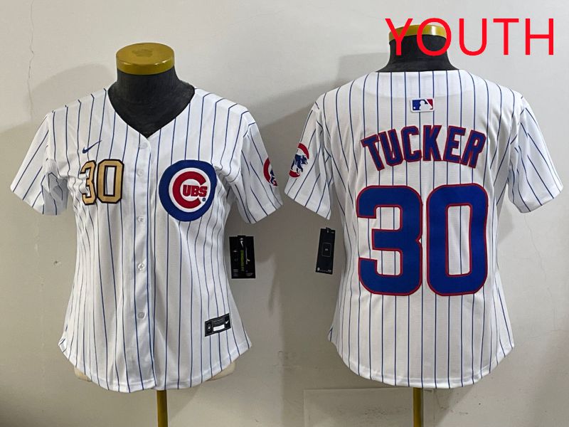 Youth 2025 Chicago Cubs #30 Tucker White Stripe Game Nike MLB Jersey style 4
